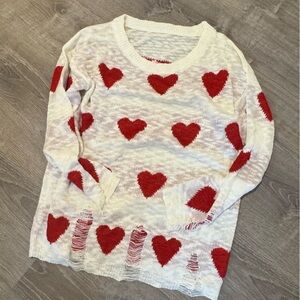 NWOT distressed Valentines Sweater